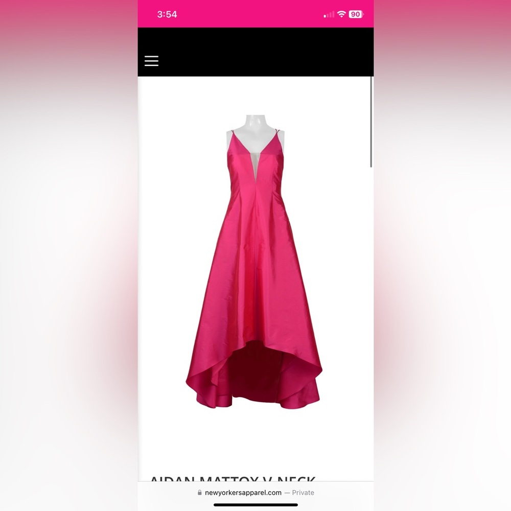 Aidan Mattox Pink V-Neck High-Low Dress size 4